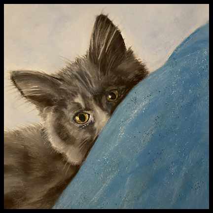 Peek-a-boo kitty painted in pastels