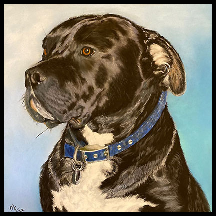 Pastel portrait of faithful dog